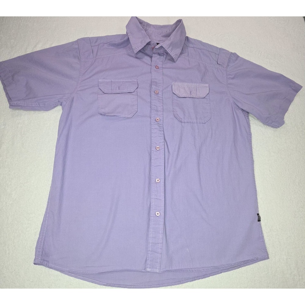 PD&C Authentic Men's Short‑Sleeve Button‑Up Shirt – Light Purple – Size XL